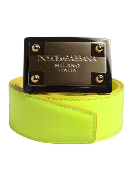 Dolce & Gabbana Gul Grön Klassisk Metall Logo Spänne Bälte - Image 1