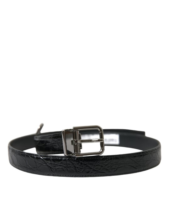 Dolce & Gabbana Black Leather Silver Metal Buckle Belt - Image 1