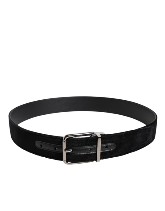 Dolce & Gabbana Zwarte Katoenen Gouden Metalen Gesp Riem - Image 3