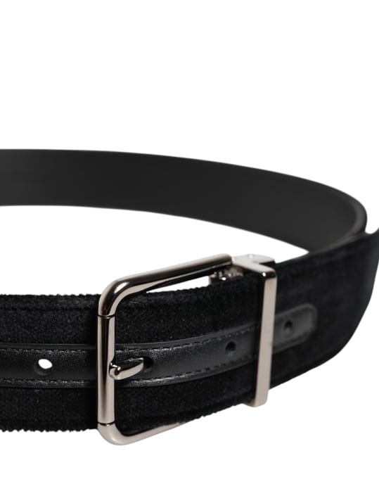 Dolce & Gabbana Zwarte Katoenen Gouden Metalen Gesp Riem - Image 4