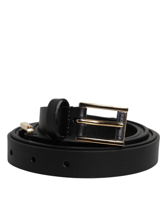 Dolce & Gabbana Black Calfskin Classic Metal Logo Buckle Belt - Image 1