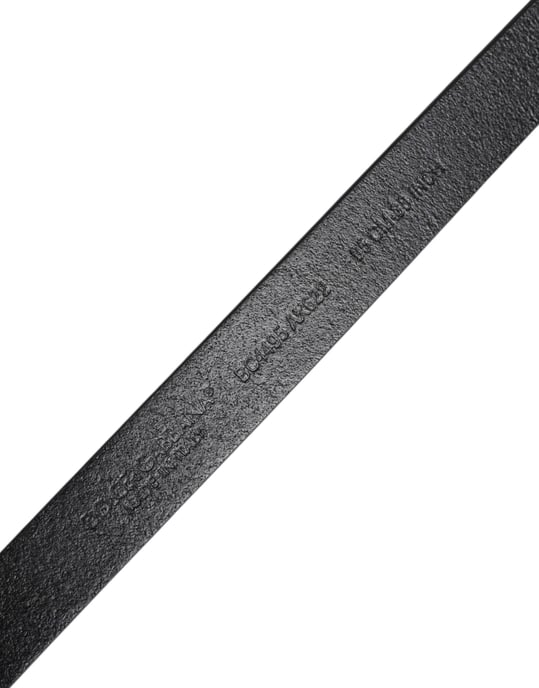 Dolce & Gabbana Black Calfskin Classic Metal Logo Buckle Belt - Image 5