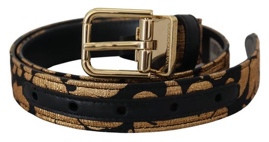 Dolce & Gabbana Multicolor Jacquard Leather Logo Buckle Belt - Image 1