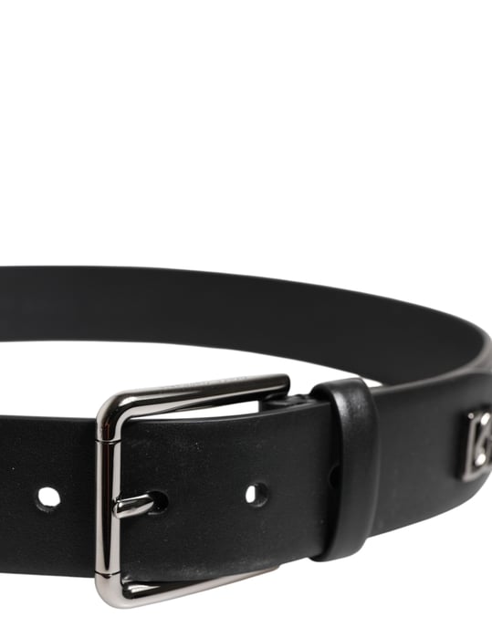 Dolce & Gabbana Svart Kalvskinn Nitar Silver Spänne Bälte - Image 4
