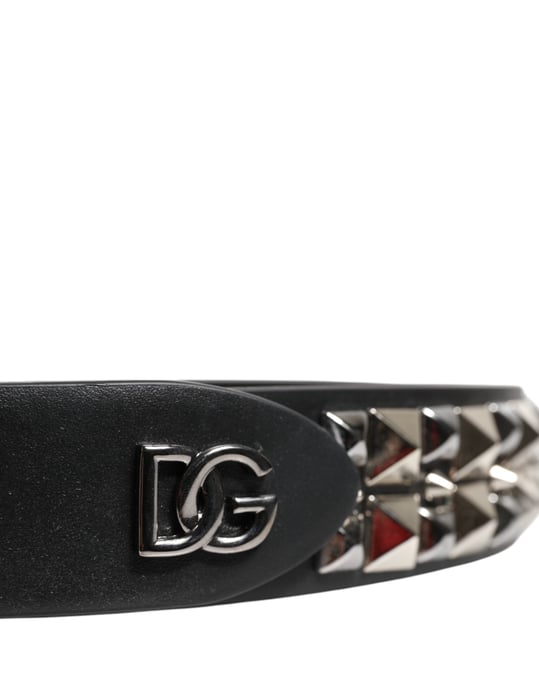 Dolce & Gabbana Svart Kalvskinn Nitar Silver Spänne Bälte - Image 5