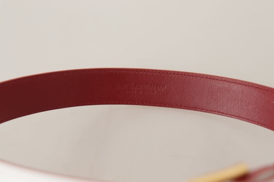 Dolce & Gabbana White Calf Leather Two-Toned Gold Metal Buckle Belt - Image 4