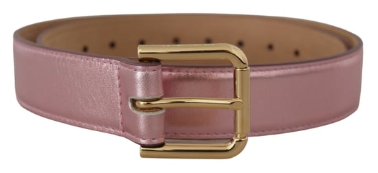 Dolce & Gabbana Metallisk Rosa Polerad Läderbälte med Logometallspänne - Image 1