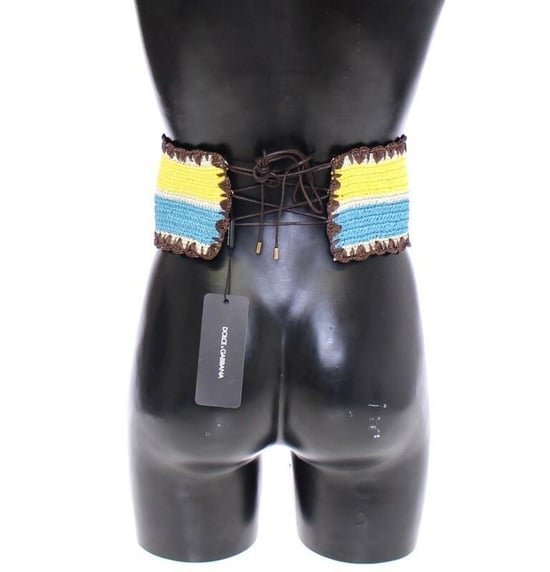 Dolce & Gabbana Gulrandig Bred Midje Raffiabälte - Image 2