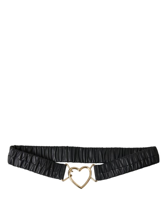 Dolce & Gabbana Zwarte Leren Gouden Hart Metalen Gesp Riem - Image 2