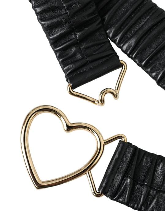 Dolce & Gabbana Zwarte Leren Gouden Hart Metalen Gesp Riem - Image 4