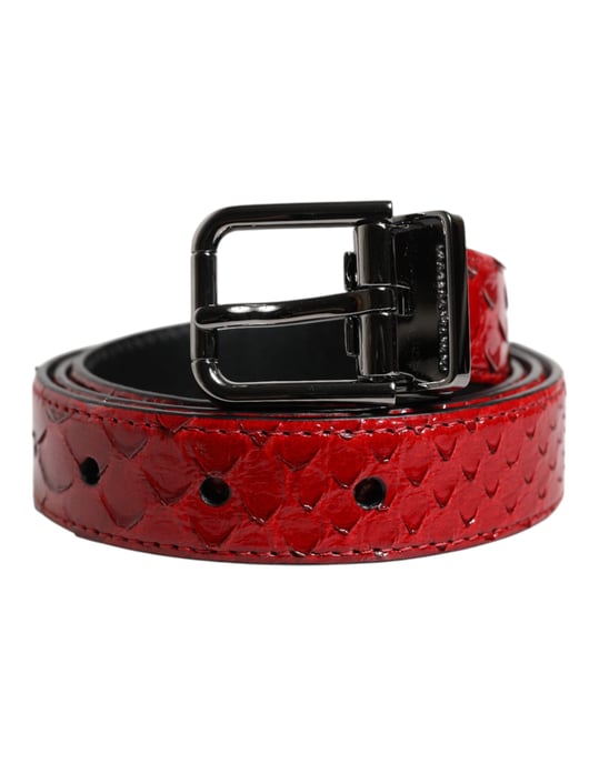 Dolce & Gabbana Rode Exotische Leren Buckle Riem van Messing - Image 1