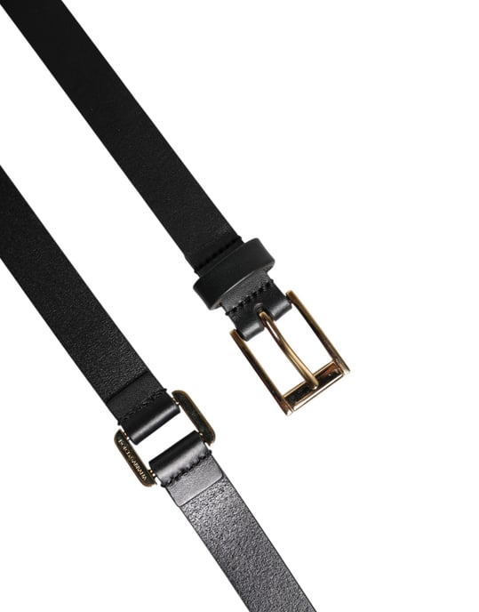 Dolce & Gabbana Zwarte Dubbele Band Leren Gouden Gesp Riem - Image 5