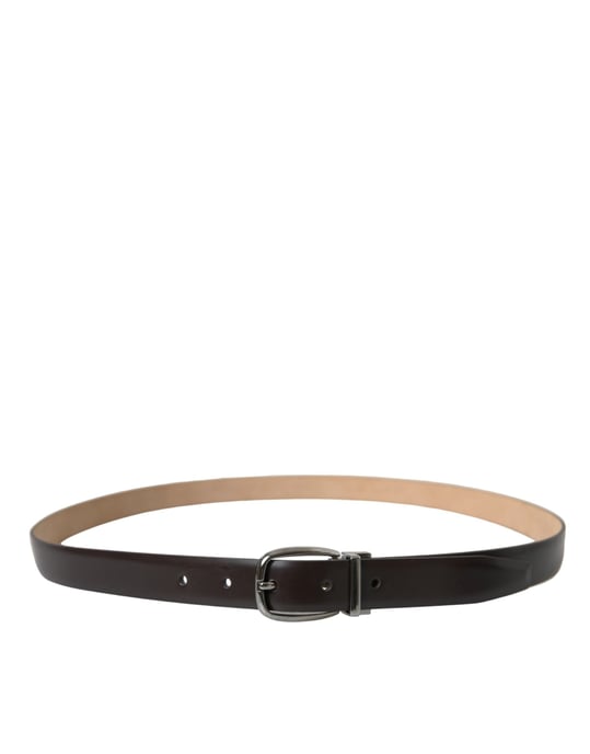 Dolce & Gabbana Donkerbruine Leren Riem met Zilverkleurige Gesp - Image 2