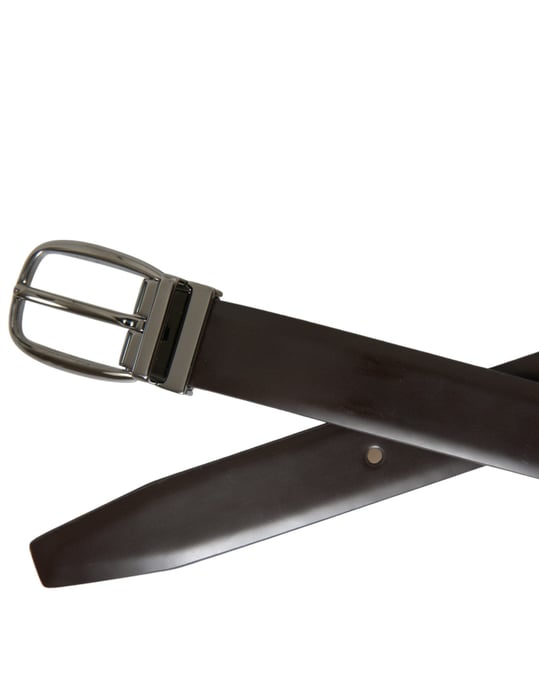 Dolce & Gabbana Donkerbruine Leren Riem met Zilverkleurige Gesp - Image 6
