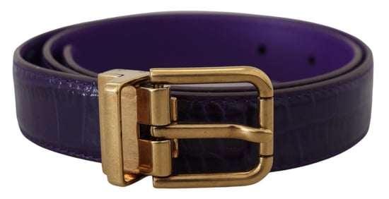 Dolce & Gabbana Paarse Exotische Leren Gouden Metalen Gesp Riem - Image 1