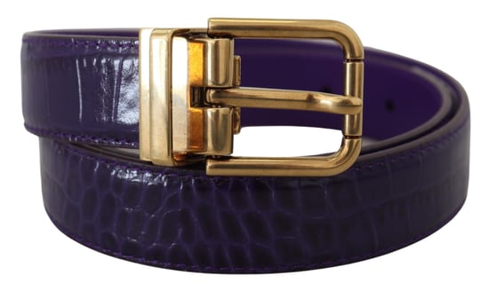 Dolce & Gabbana Paarse Exotische Leren Gouden Metalen Gesp Riem - Image 3