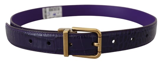 Dolce & Gabbana Paarse Exotische Leren Gouden Metalen Gesp Riem - Image 4