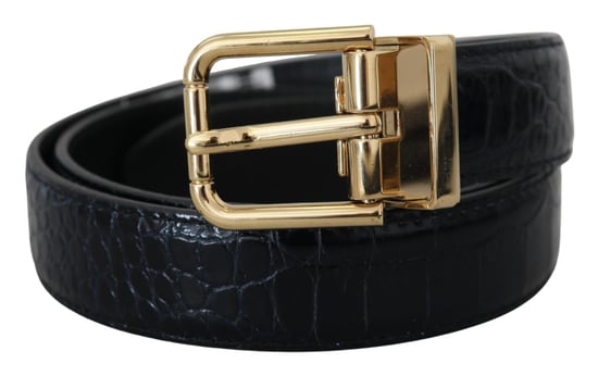 Dolce & Gabbana Black Exotic Leather Gold Metal Buckle Belt - Image 1