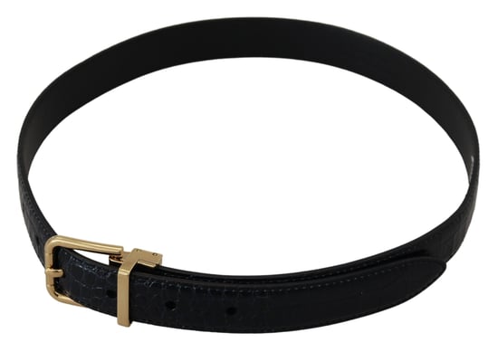 Dolce & Gabbana Black Exotic Leather Gold Metal Buckle Belt - Image 4