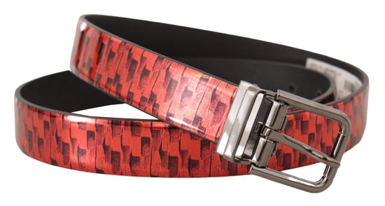 Dolce & Gabbana Rode Visgraat Leren Grijstint Gespschoenbelt - Image 2