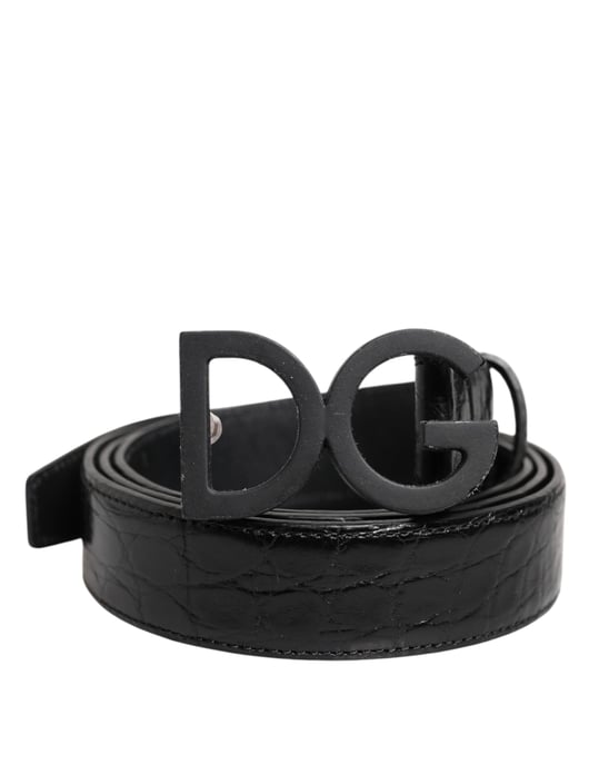 Dolce & Gabbana Svart Läder Klassisk Metall DG Spänne Bälte - Image 2
