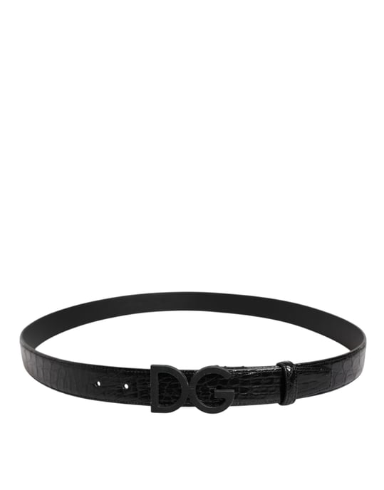 Dolce & Gabbana Svart Läder Klassisk Metall DG Spänne Bälte - Image 3