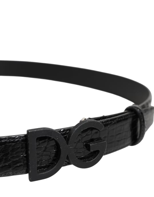 Dolce & Gabbana Svart Läder Klassisk Metall DG Spänne Bälte - Image 4