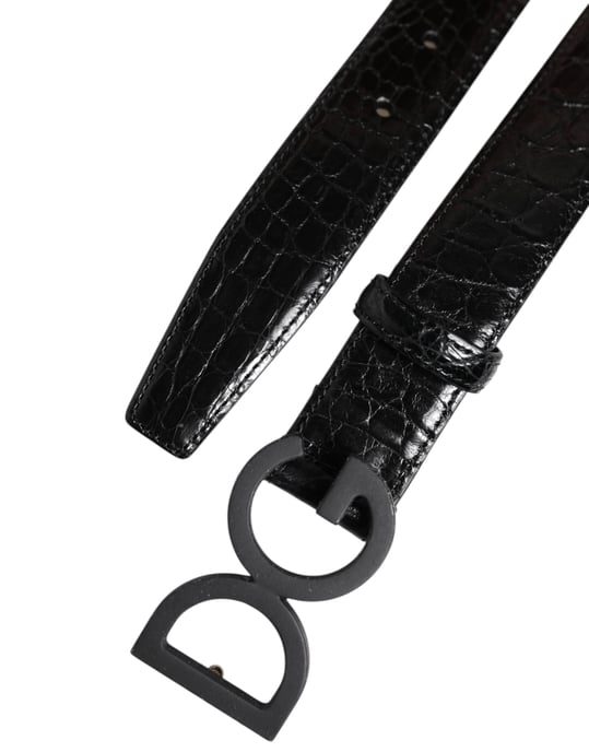 Dolce & Gabbana Svart Läder Klassisk Metall DG Spänne Bälte - Image 6