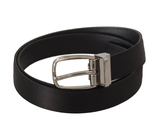 Dolce & Gabbana Black Calf Leather Silver Logo Metal Buckle Belt - Image 2