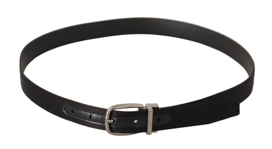 Dolce & Gabbana Black Calf Leather Silver Logo Metal Buckle Belt - Image 3