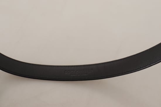 Dolce & Gabbana Black Calf Leather Silver Logo Metal Buckle Belt - Image 5