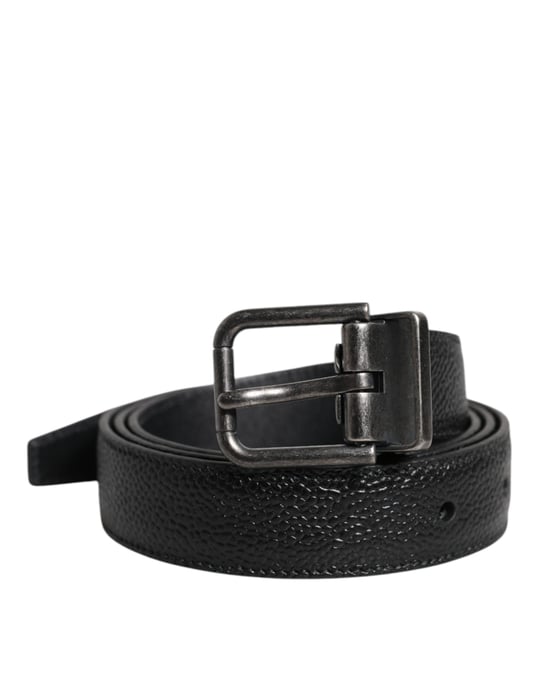 Dolce & Gabbana Black Calf Leather Classic Metal Buckle Belt - Image 2