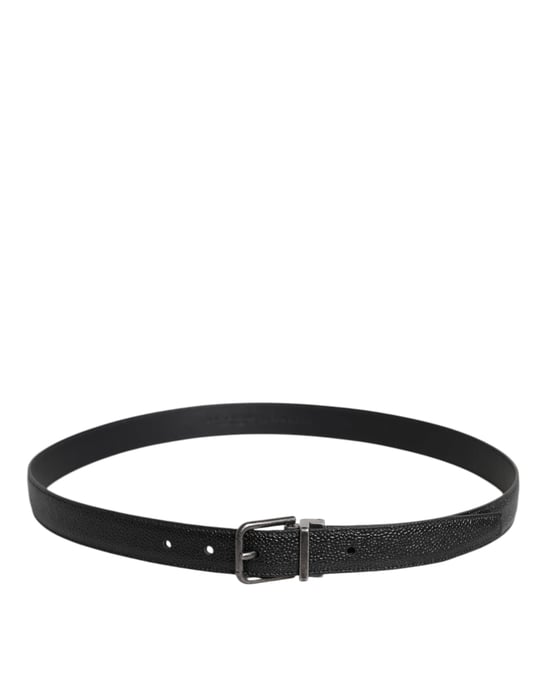 Dolce & Gabbana Black Calf Leather Classic Metal Buckle Belt - Image 3