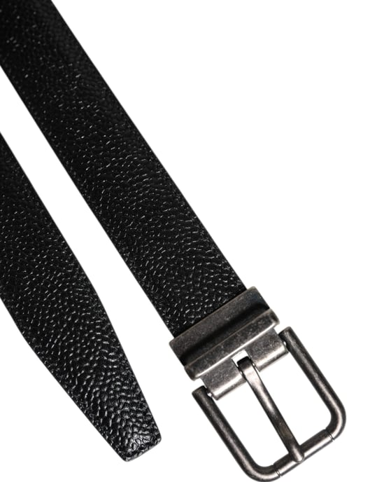 Dolce & Gabbana Black Calf Leather Classic Metal Buckle Belt - Image 5