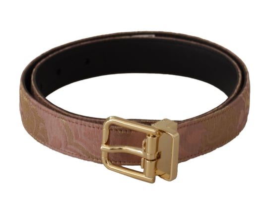 Dolce & Gabbana Rose Gold Leather Logo Engraved Metal Buckle Belt - Image 1