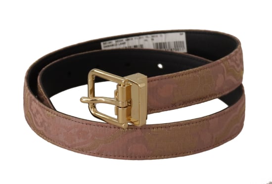 Dolce & Gabbana Rose Gold Leather Logo Engraved Metal Buckle Belt - Image 2