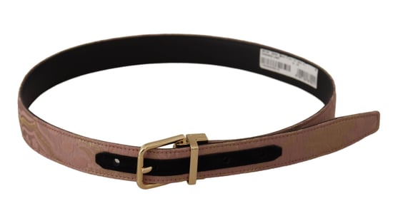 Dolce & Gabbana Rose Gold Leather Logo Engraved Metal Buckle Belt - Image 3
