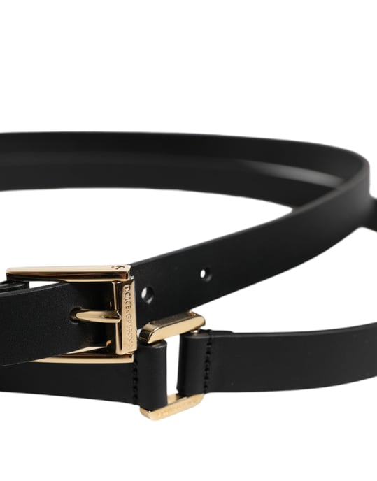 Dolce & Gabbana Zwarte Classic Gouden Metalen Logo Gesp Riem - Image 4