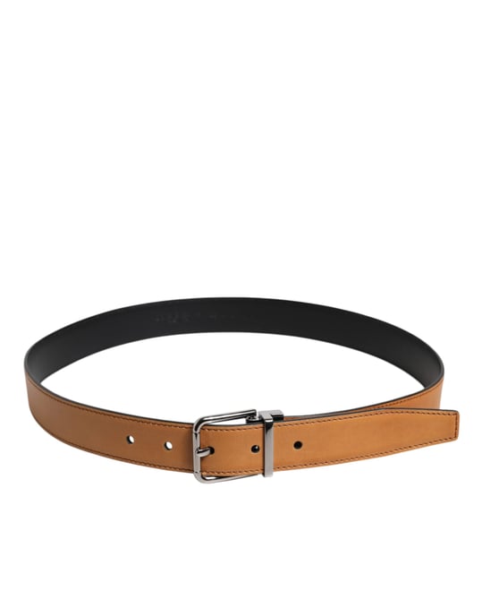 Dolce & Gabbana Brun Klassisk Kalvskinn Silver Spänne Bälte - Image 3