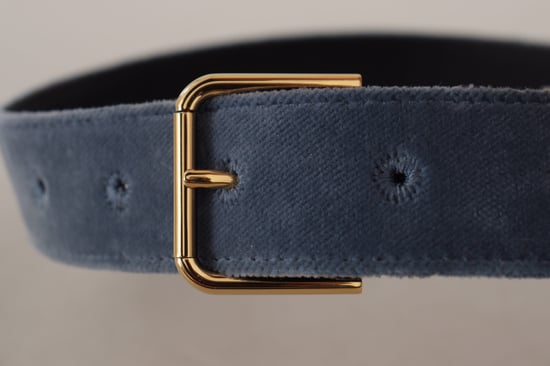 Dolce & Gabbana Marineblauwe Katoenen Gouden Metalen Logo Taillegesp Riem - Image 4