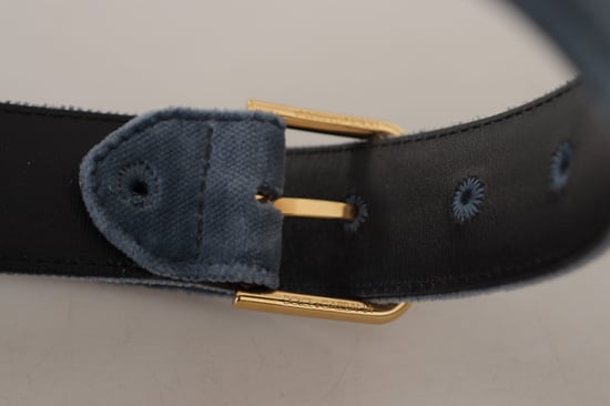 Dolce & Gabbana Marineblauwe Katoenen Gouden Metalen Logo Taillegesp Riem - Image 5