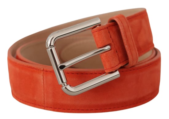 Dolce & Gabbana Oranje Leren Suède Zilveren Logo Metaal Gesp Riem - Image 2