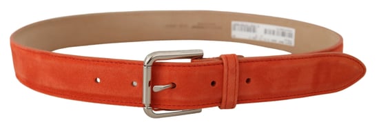 Dolce & Gabbana Oranje Leren Suède Zilveren Logo Metaal Gesp Riem - Image 3