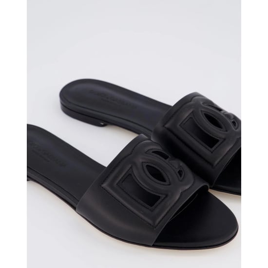Dolce and Gabbana Dames leren slide met dg logo - Image 2