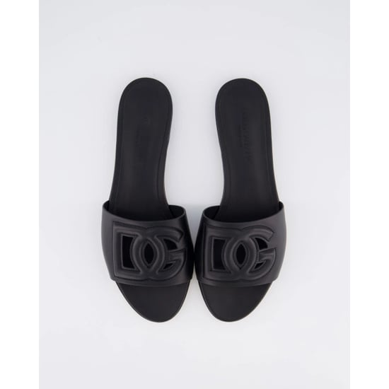 Dolce and Gabbana Dames leren slide met dg logo - Image 3