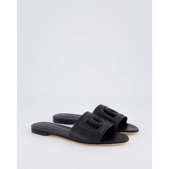 Dolce and Gabbana Dames leren slide met dg logo - Image 4