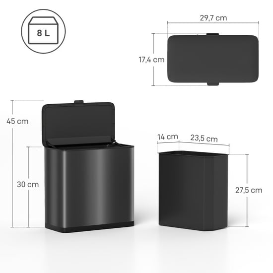 4goodz Aanrecht prullenbak 8 liter staand of hangend te plaatsen - - Image 2
