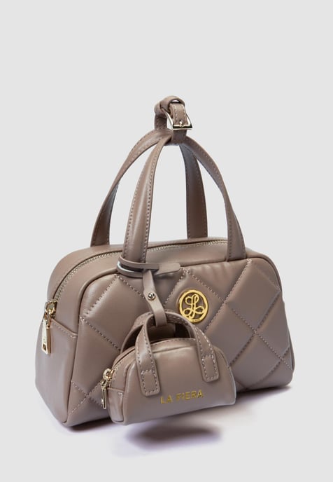 LA FIERA Dames Gequilt Kleine Handtas in Neutrale Toon - Image 5