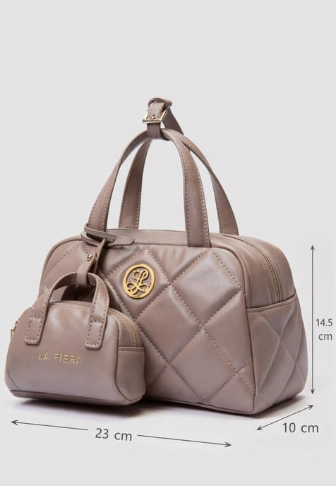 LA FIERA Dames Gequilt Kleine Handtas in Neutrale Toon - Image 6