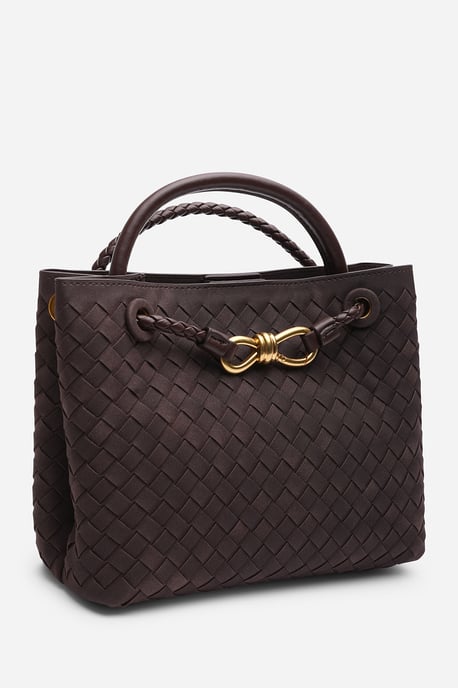 Wheres That From Womens 'Luna' Woven Leather Tote Bag With Gold Detail - Image 3